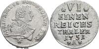 Brandenburg-Preussen 1/6 Taler 1751 A Friedrich II. 1740-1786, Münzstätte Berlin. Kl.Sf., fast vorzüglich