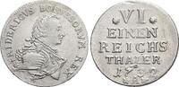 Brandenburg-Preussen 1/6 Taler 1752 A Friedrich II. 1740-1786, Münzstätte Berlin. Kl.Sf., fast vorzüglich