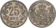 Norwegen Kongsberg 25 Öre Oskar II., 1872-1907. -