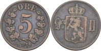 Norwegen 5 Öre Oscar II., 1872-1907 -