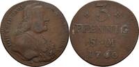 Erfurt, Mainz, Bistum 3 Pfennige Johann Friedrich Karl Graf von Ostein 1743-1763 -