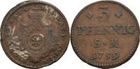 Mainz, Erfurt, Erzstift 3 Pfennige Johann Friedrich Karl Graf von Ostein 1743-1763 -