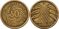 Deutsches Reich 50 Rentenpfennig 1924 J ss 17,00 EUR  Excl. 7,00 EUR Verzending