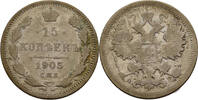 Russland 15 Kopeke 1905 Nikolaus II., 1894-1917 f.ss 11,00 EUR  Excl. 7,00 EUR Verzending