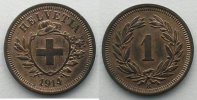 World coins 1 Rappen Switzerland Swiss Confederation 1 Rappen 1914 B FDC -