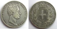 World coins 5 Lire Italy Kingdom of Sardinia 5 Lire Charles-Albert (1831-1849) 1844 P ancre (Gênes/Genova) TB/TB+ -
