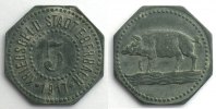 German emergency coins Eberbach (Baden) Stadt 5 (Pf) 1917 TTB -