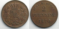 German coins 2 Pfennig Kingdom of Bavaria Louis II (1864-1886) 2 Pfennig 1870 SUP -
