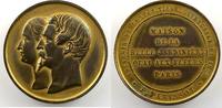 Tokens and Medals Numismatics of the Universal Exhibitions Paris 1855 Caqué Médaille en cuivre doré 38mm Napoléon III et Eugénie Maison de la Belle Jardinière, quai aux fleurs P. Parissot SUP -