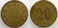 World coins Rappen Switzerland, emergency coins and tokens Zürich, H. Widmer 20 (Rappen) 23mm TB -