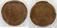 Coins of France 1793-1959 2 Centimes 2 Centimes G.104 Napoléon III tête laurée 1861 K (Bordeaux) PCGS-MS64BN pr.FDC -
