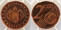 Coins of Monaco 2 Cent Rainier III (1949-2005) G.173 2 Cent Armes des Grimaldi 2 Cent 2001 PR67RD DCAM BE -