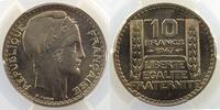 Coins of France 1793-1959 10 Franken 10 Francs G.810 Turin cupro-nickel grosse tête 1947 PCGS-MS65 FDC -