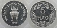 French colonial coinage 5 Hao Vietnam Hô Chi Mihn, Président (1945-1946) Lec.4 5 Hao valeur en relief 1946 Flan Bruni PCGS-MS64 pr.FDC -