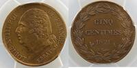 Coins of France 1793-1959 5 Centimes 5 Centimes G.137 Louis XVIII 1821 A Essai PCGS-MS63BN SUP/FDC -