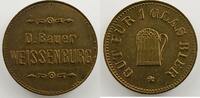 Emergency coins from Alsace-Lorraine WEISSENBURG (Wissembourg) (67) D.Bauer Gut Für 1 Glas Bier Lt, R 22 mm TTB -