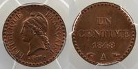 Coins of France 1793-1959 1 Centime 1 Centime G.84 Dupré 2° république 1848 A (Paris) PCGS-MS64RB pr.FDC -