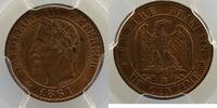 Coins of France 1793-1959 1 Centime 1 Centime G.87 Napoléon III tête laurée 1861 BB (Strasbourg) PCGS-MS64RB pr.FDC -