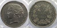 Coins of France 1793-1959 5 Francs 5 Francs G.703 Concours de Marrel 1848 Concours monétaire de 1848 Essai de Marrel étain PCGS-SP62 SUP/FDC -