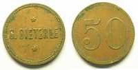 World coins Rappen Switzerland, emergency coins and tokens Bâle, G. Dieterle 50 (Rappen) Cu,R, 20,6 mm TTB -