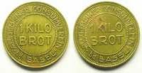 World coins Switzerland, emergency coins and tokens Bâle, Allg. Consumverein 1 KILO BROT Lt,R, 25 mm, TTB+ -
