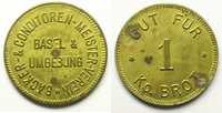 World coins Switzerland, emergency coins and tokens Bâle, Bäcker & Conditoren Meister Verein GUT FÜR 1 Ko. BROT Lt,R, 25 mm TTB+/SUP -