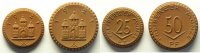 German emergency coins 50 Pf Freiberg (Sachsen) Freiberger Münze 25, 50 Pf 1921 Porcelaine brune SUP/FDC -
