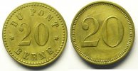 World coins Rappen Switzerland, emergency coins and tokens Berne, Du Pont 20 (Rappen) Lt,R, 22 mm TTB -