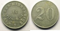 World coins Rappen Switzerland, emergency coins and tokens Genève, Café des Minoteries 20 (Rappen) Al,R, 23 mm TTB -