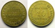 World coins 10 Centimes Switzerland, emergency coins and tokens Genève, Pharmacie Centrale H. Belli BON POUR 10 Centimes Lt,R, 26 mm SUP -