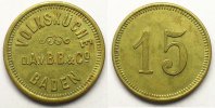 World coins Rappen Switzerland, emergency coins and tokens Baden, Volksküche D.A.V.B.B.&Co 15 (Rappen) Lt, R, 23 mm SUP -
