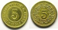World coins Rappen Switzerland, emergency coins and tokens Bâle, Allg. Consumverein 5 (Rappen) 1931 Lt, R, 19 mm TTB -