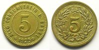 World coins Rappen Switzerland, emergency coins and tokens Bâle, Allg. Consumverein 5 (Rappen) 1925 Lt, R, 19 mm TTB+ -