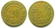 World coins Rappen Switzerland, emergency coins and tokens Bâle, Allg. Consumverein 20 (Rappen) 1922 Lt, R, 21 mm TTB -