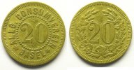 World coins Rappen Switzerland, emergency coins and tokens Bâle, Allg. Consumverein 20 (Rappen) Lt, R, 21 mm TB+ -