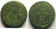 Coins of France 1793-1959 10 Cent 10 Cents G.195 Blocus de Strasbourg, Napoléon I 1814 BB sans point, variété millésime en petits caractères serrés TTB -