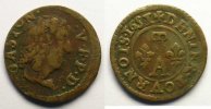 Feudal coins Denier Principauté de Dombes Gaston d'Orléans (1627-1650) Denier tournois 1651 TB+/TTB -