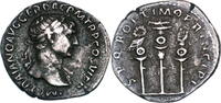Roman Empire 112 – 114 AD. Trajan AR Denarius – Legionary Eagle Between Two Standards VF