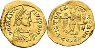 Byzantine 491 – 518 AD. Anastasius I AU Tremissis – VICTORIA AVGVSTORVM (Constantinople Mint) VF