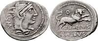 Roman Republic 105 BC. L. Thorius Balbus AR Denarius – Bull Charging VF