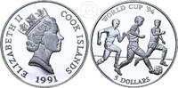 Cook Islands 5 Dollars 1991 World Cup 1994 - Elizabeth II. - Cook Inseln... 10,00 EUR  plus 7,00 EUR verzending
