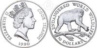 Cook Islands 50 Dollars Cook Inseln - 1990 Elizabeth II. (1952-2022) - Gefährdete Tierwelt - Schimpanse -