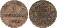 Bayern 1 Pfennig König Ludwig II. - Kursmünze - Scheidemünze -