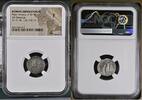 Römische Republik AR Denarius Marc Anton Heeresmünzstätte Legions-Denar / Galeere / Standarten - Legion VIIII -
