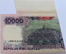 Indonesia 10.000 rupiah 1997 large cut error! ZF