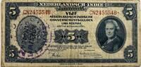 Nederlands-Indië vijf gulden 1943 met stempel voor gebruik in Nieuw-Guinea ZF