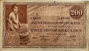 Nederland 200 gulden 1921 zeldzame een letter serie, met buiten omloop stempel en kleine annotatie ZF