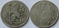 Noordelijke Nederlanden (Holland) zilveren afslag van een duit 1756 Overslag? ZF