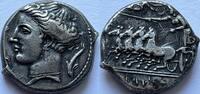 Sicily (Panormos) tetradrachm Punic occupation, very rare coin purchased from Kunker Auction 35 (1997) -