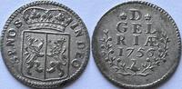 zilveren afslag van een duit 1756 Noordelijke Nederlanden (Gelderland)  VZ/AU